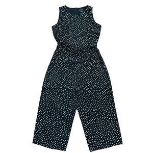 Enfocus Studio Black and White Polka Dot Cropped Jumpsuit Ruffle Top Size 14